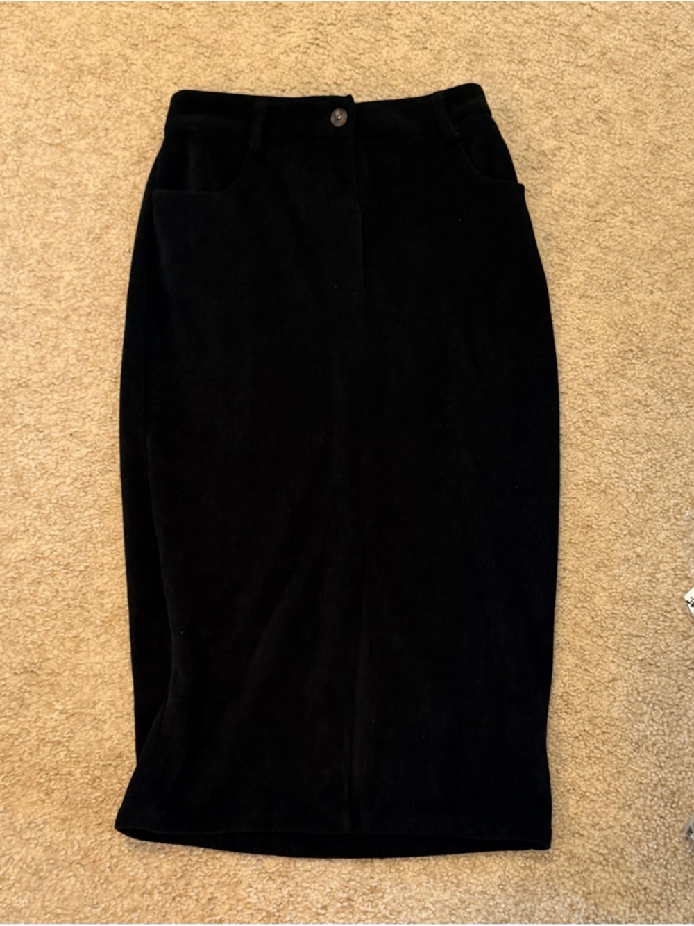 Vintage Black Women's Corduroy Midi Skirt